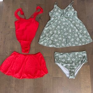 Two Maternity Swim Suits with Bikini Bottom/Skirt